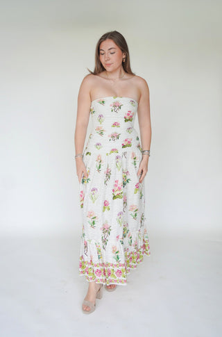 Woman in the Hemant & Nandita Taha Strapless Embroidered Dress