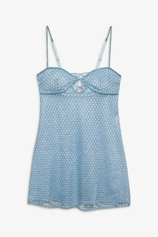 For Love and Lemons Glitter Slip Mini in Blue