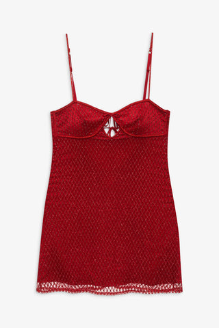 For Love and Lemons Glitter Slip Mini in Red