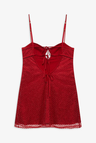 For Love and Lemons Glitter Slip Mini in Red
