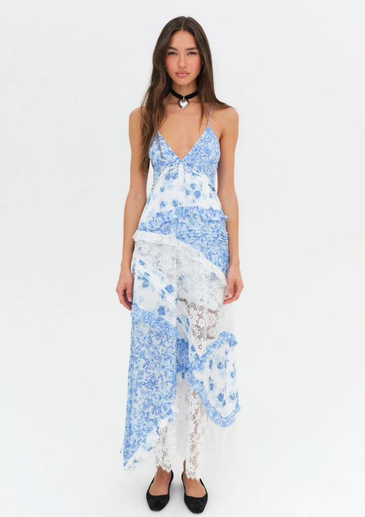 for love and lemons rosalyn maxi dress in Blue – TrenLend from center back Girls' Kelly Green T-shirt Size:XS (US 34) studded
