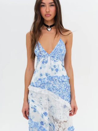 For Love and Lemons Rosalyn Maxi in Blue