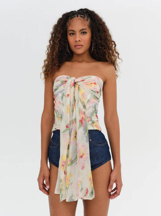 Woman wearing the For Love and Lemons Abby Strapless Top