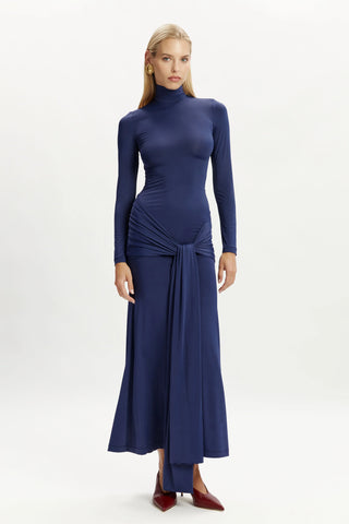 Bardot Alix Maxi Tie Front Dress in Navy