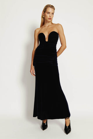Bardot Elvira Velvet Maxi Dress in Navy