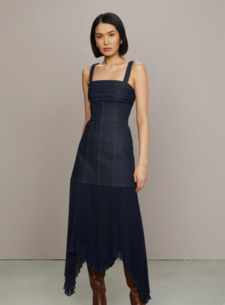 Amur Jac Denim Combo Midi Dress