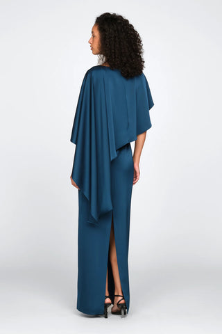 Theia Karis Cape Column Gown