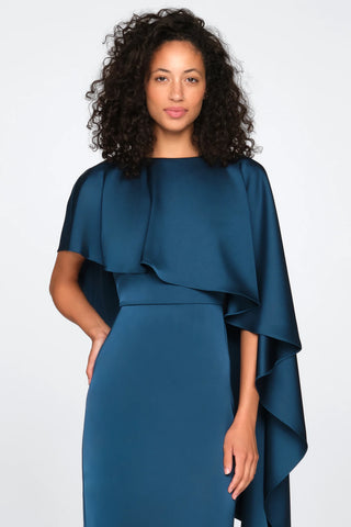 Theia Karis Cape Column Gown