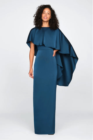 Theia Karis Cape Column Gown