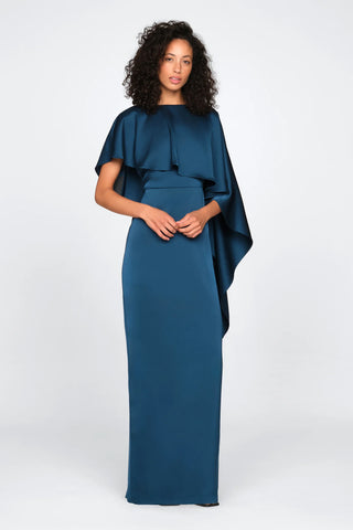 Theia Karis Cape Column Gown
