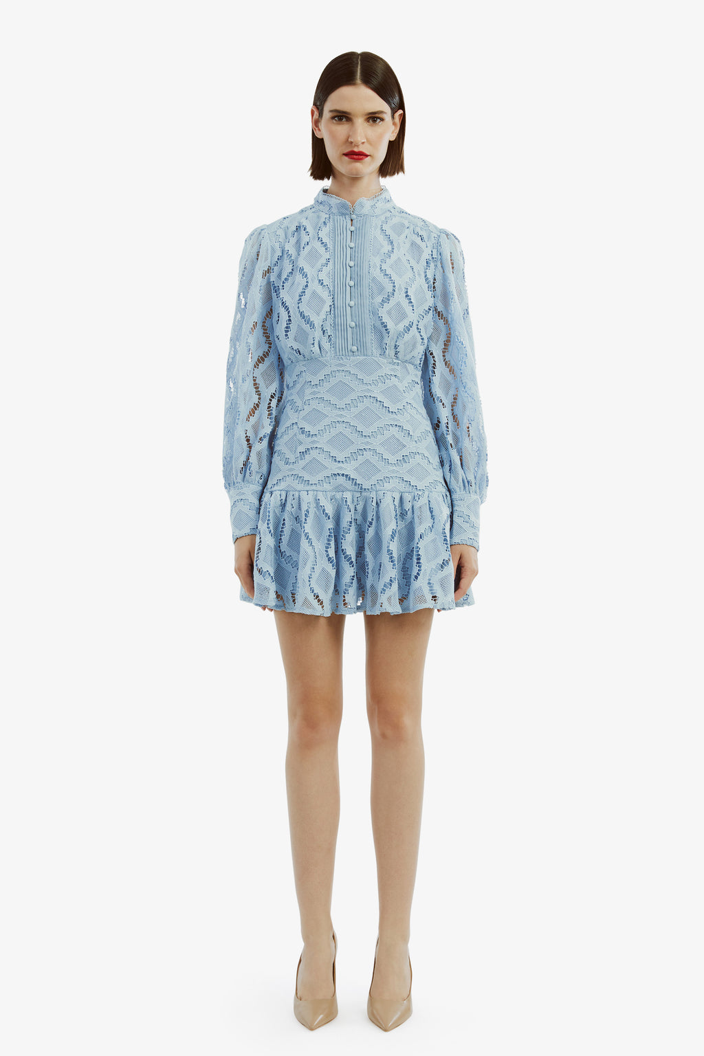 Bardot Remy Lace Mini Dress in Blue TrenLend Bardot Remy Lace Mini Dress in Blue TrenLend