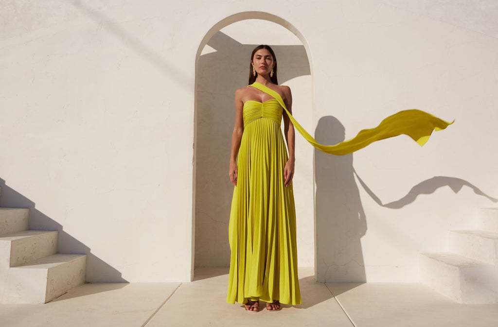 Delfi Collective Daphne Dress in Chartreuse – TrenLend