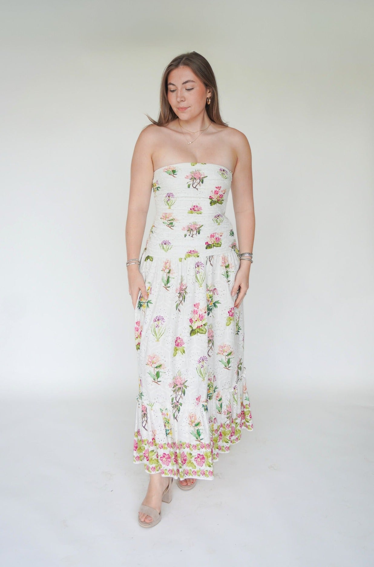 Hemant & Nandita Taha Strapless Embroidered Dress TrenLend Hemant & Nandita Taha Strapless Embroidered Dress TrenLend
