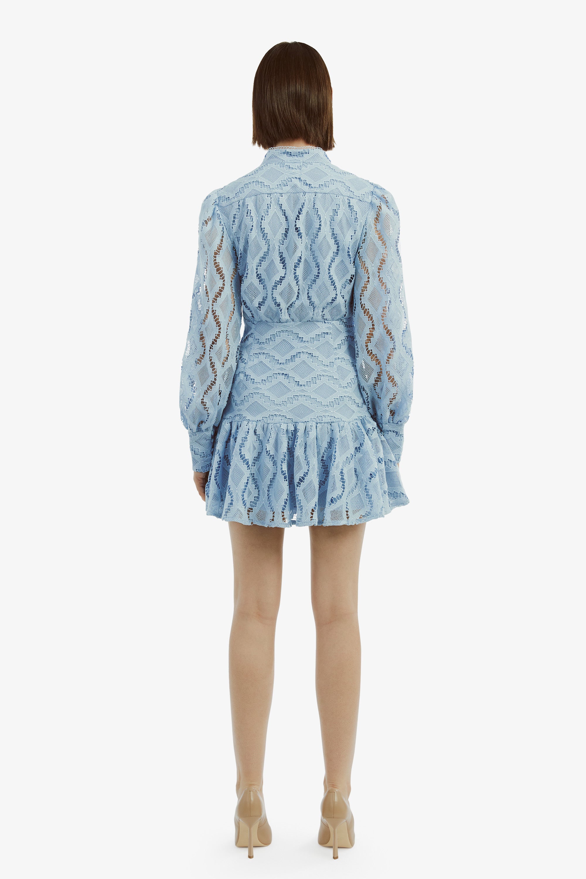 Bardot Remy Lace Mini Dress in Blue TrenLend Bardot Remy Lace Mini Dress in Blue TrenLend
