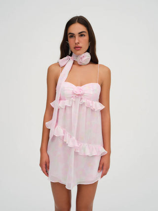 Woman wearing the For Love and Lemons Ariana Mini Dress