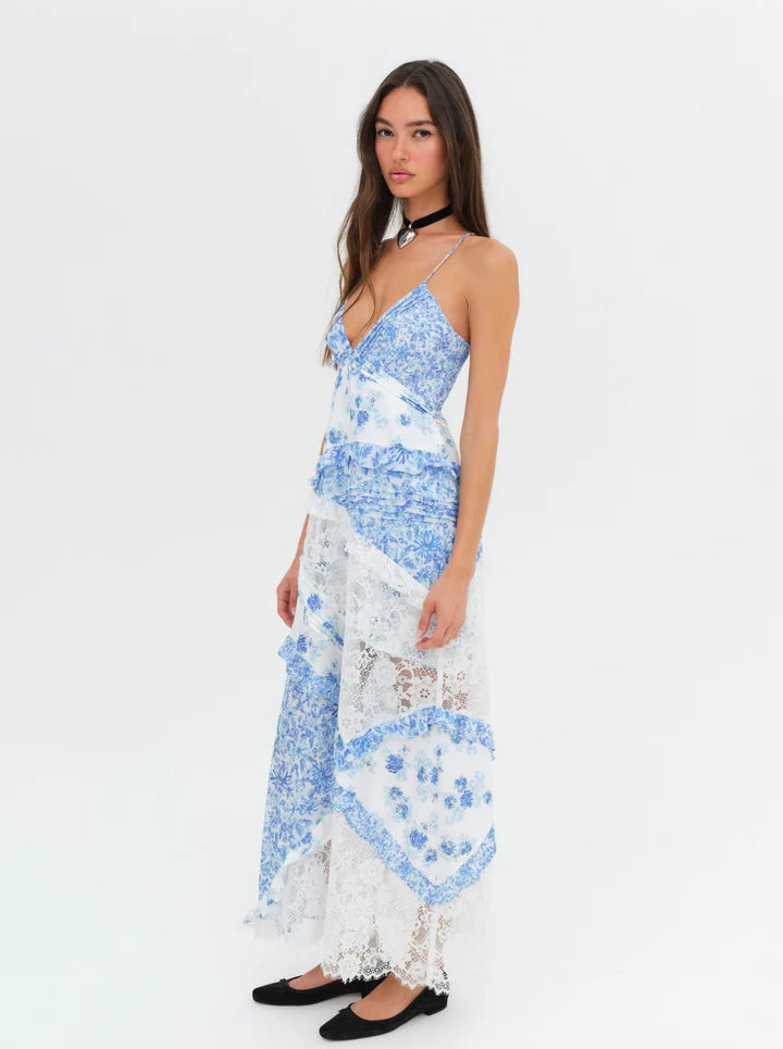 rosalyn maxi dress dupe Rosalyn Maxi Dress in Blue Dress Rentals by Neish