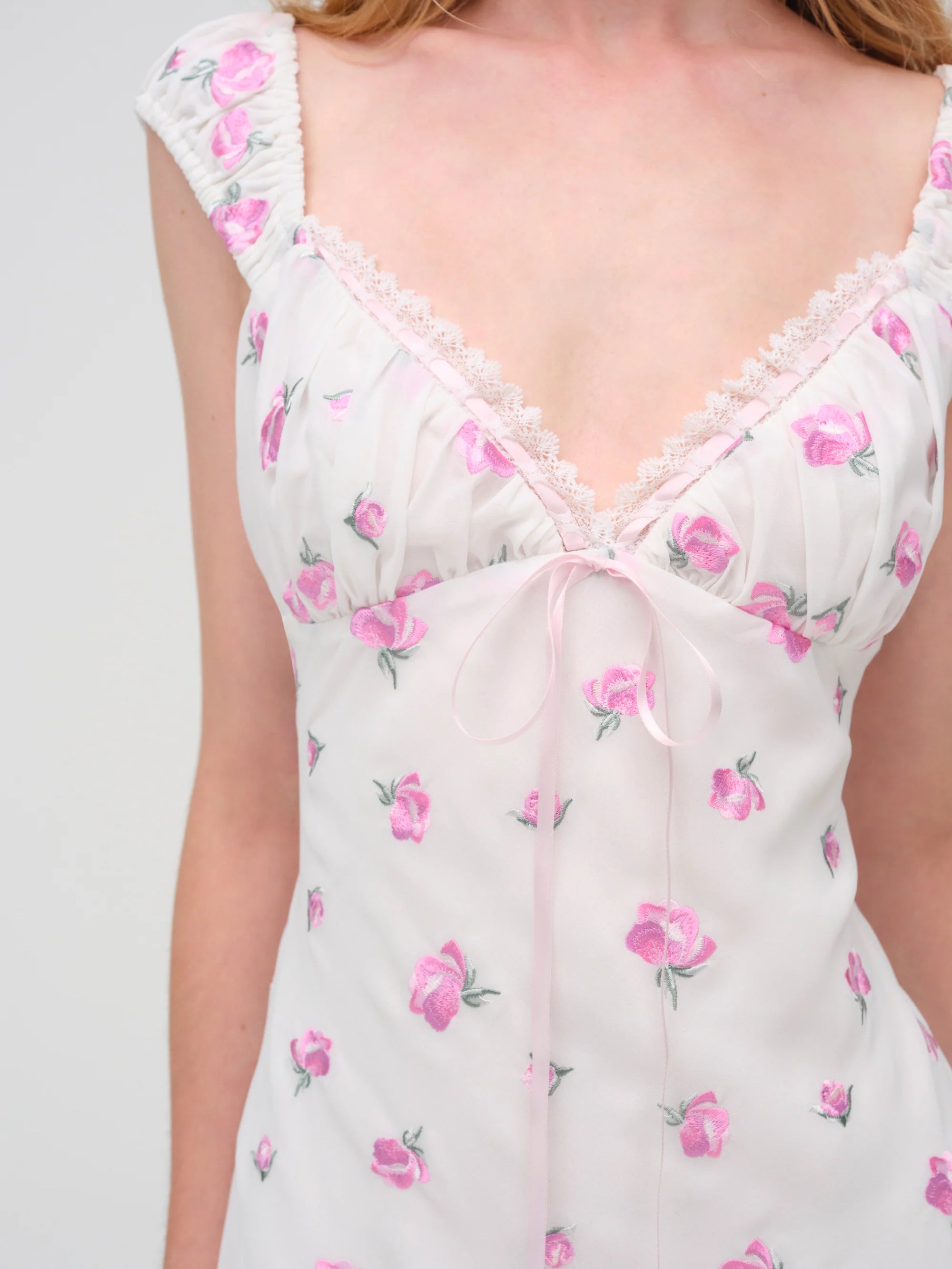 for love and lemons emmaline maxi dress For Love & Lemons Emmaline Floral Lace Trim Maxi Dress