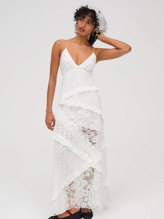 For Love and Lemons Rosalyn Maxi Dress in White