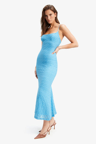 Bardot Adonia Mesh Midi Dress in Blue