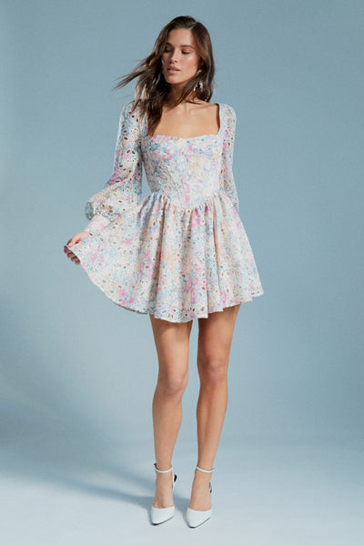 Bardot Lila Flounce Broderie Mini – TrenLend