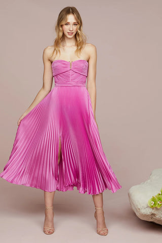 Amur Harden Pleated Strapless Midi