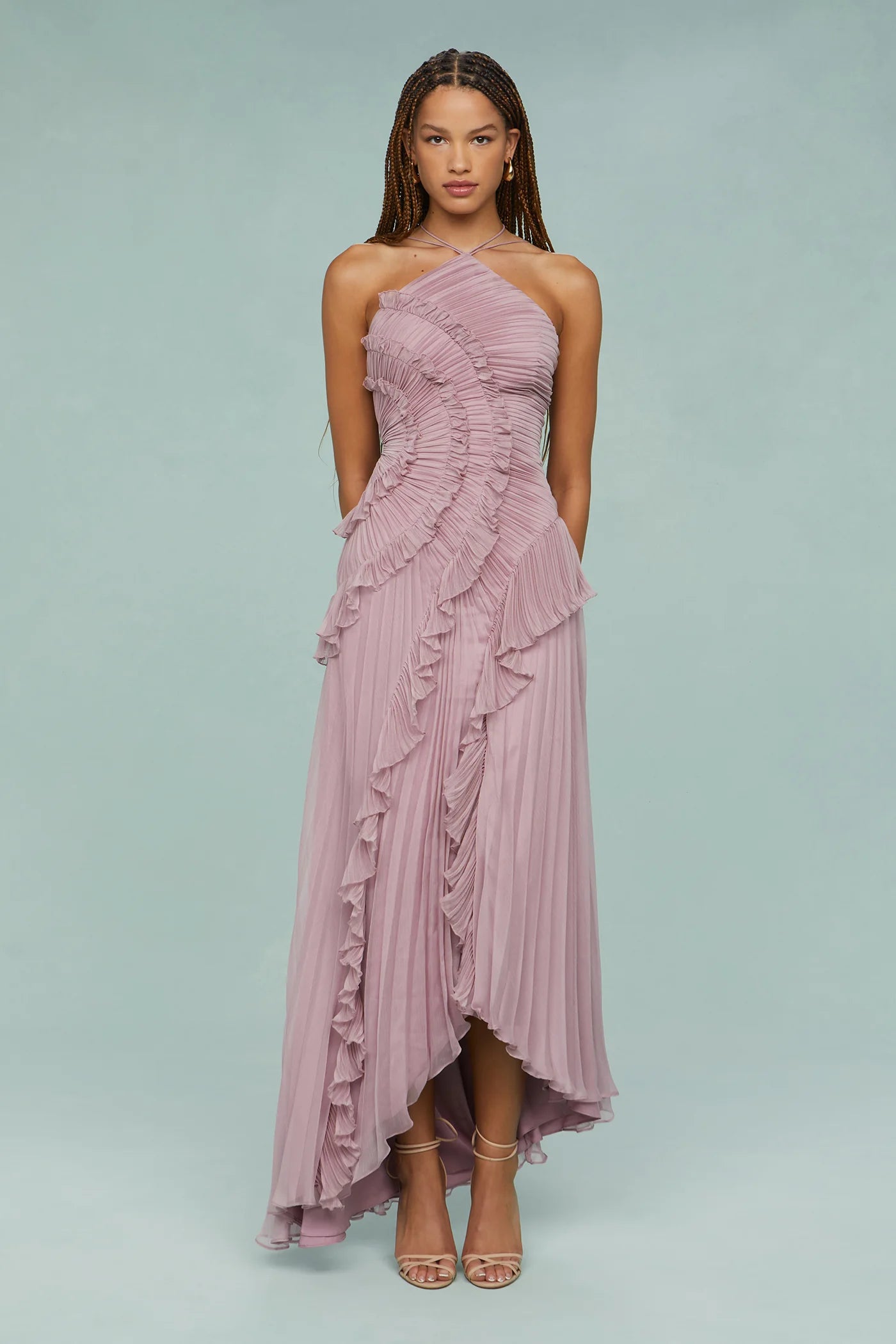 Amur Lorelie Halter Gown in Water Hyacinth TrenLend Amur Lorelie Halter Gown in Water Hyacinth TrenLend