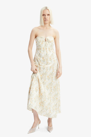 Bardot Lora Broderie Maxi Dress in Yellow Flr