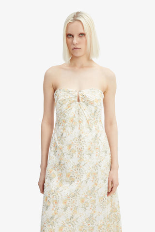 Bardot Lora Broderie Maxi Dress in Yellow Flr