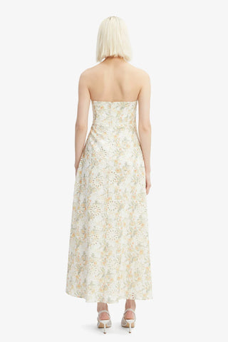 Bardot Lora Broderie Maxi Dress in Yellow Flr