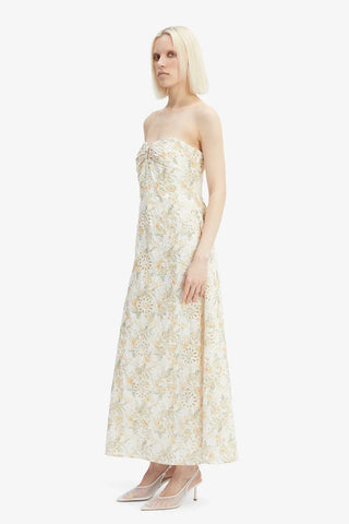 Bardot Lora Broderie Maxi Dress in Yellow Flr