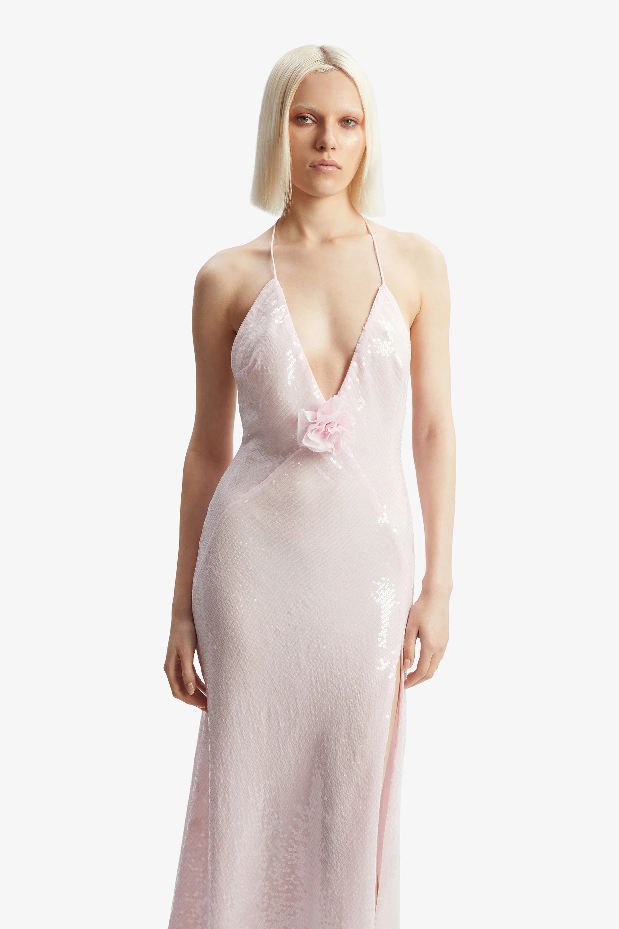 Bardot Aradia Sequin Halter Dress in Light Pink TrenLend Bardot Aradia Sequin Halter Dress in Light Pink TrenLend