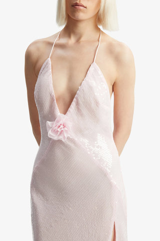 Bardot Aradia Sequin Halter Dress in Light Pink