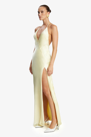 Bardot YVE Halter Dress in Canary Yellow