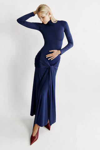 Bardot Alix Maxi Tie Front Dress in Navy