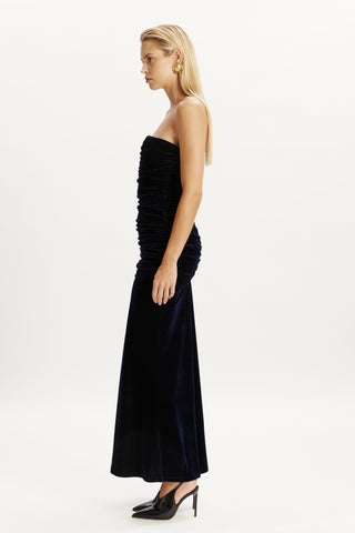 Bardot Elvira Velvet Maxi Dress in Navy