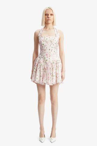 Bardot Marabella Halter Mini Dress in Pink Floral