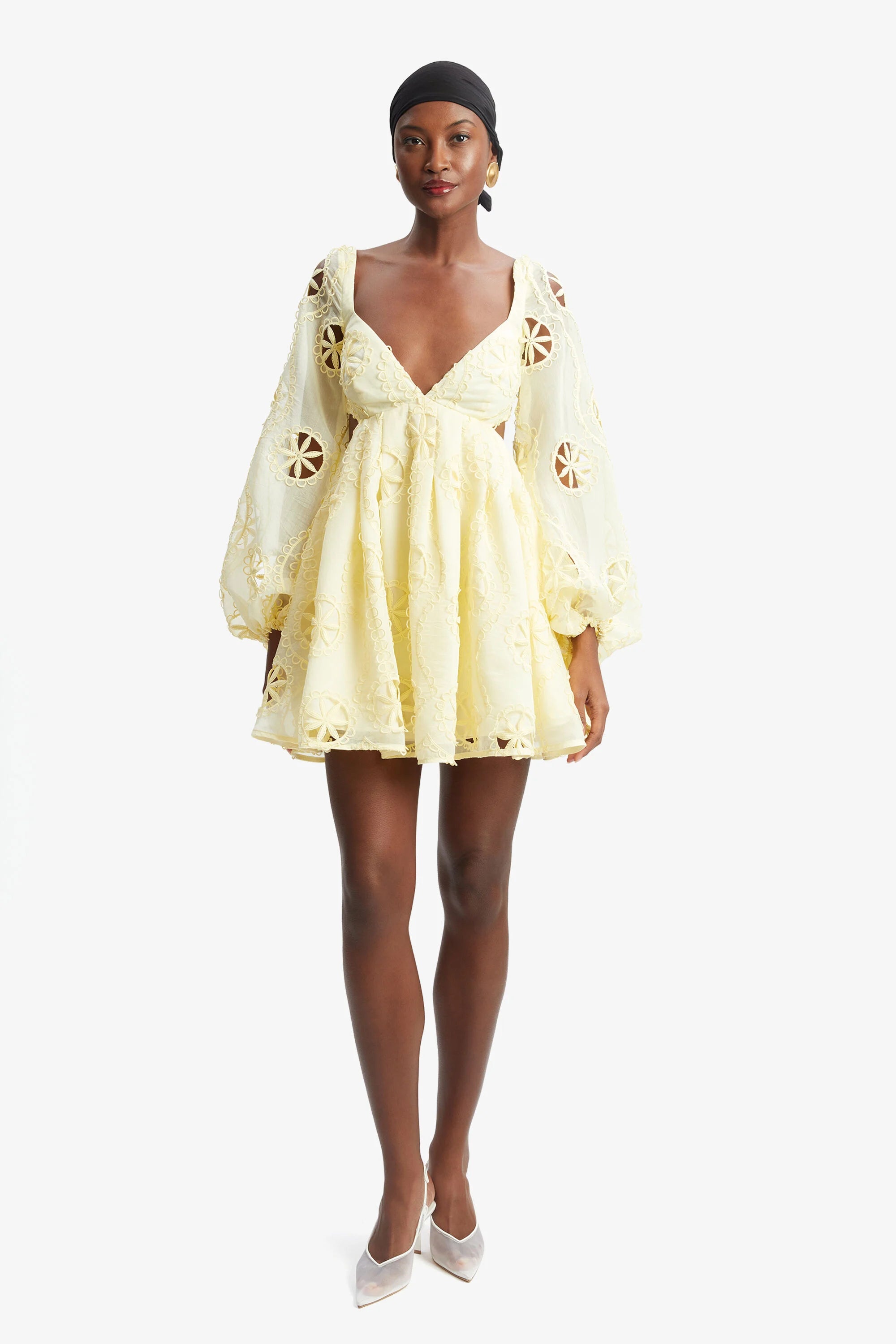 Bardot Jovie Babydoll Mini Dress in Lemon TrenLend Bardot Jovie Babydoll Mini Dress in Lemon TrenLend