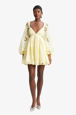 Bardot Jovie Babydoll Mini Dress in Lemon