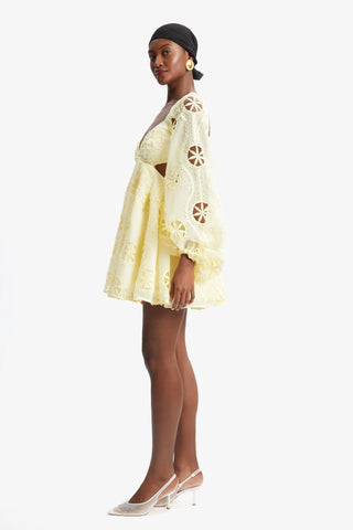 Bardot Jovie Babydoll Mini Dress in Lemon