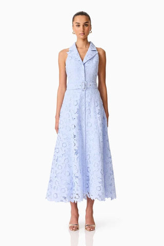 Elliatt Lacy Collared Maxi Dress in Powder Blue