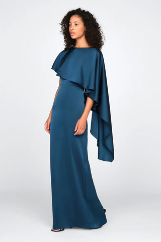Theia Karis Cape Column Gown