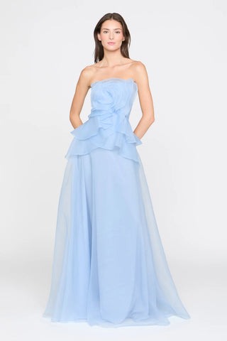 Theia Gilded Draped Rose Gown