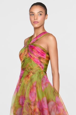 Theia Rosalinda Twisted Halter Gown