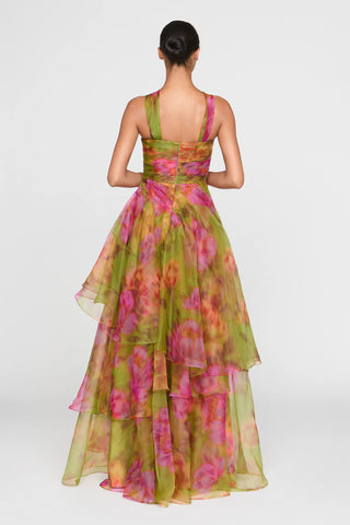 Theia Rosalinda Twisted Halter Gown