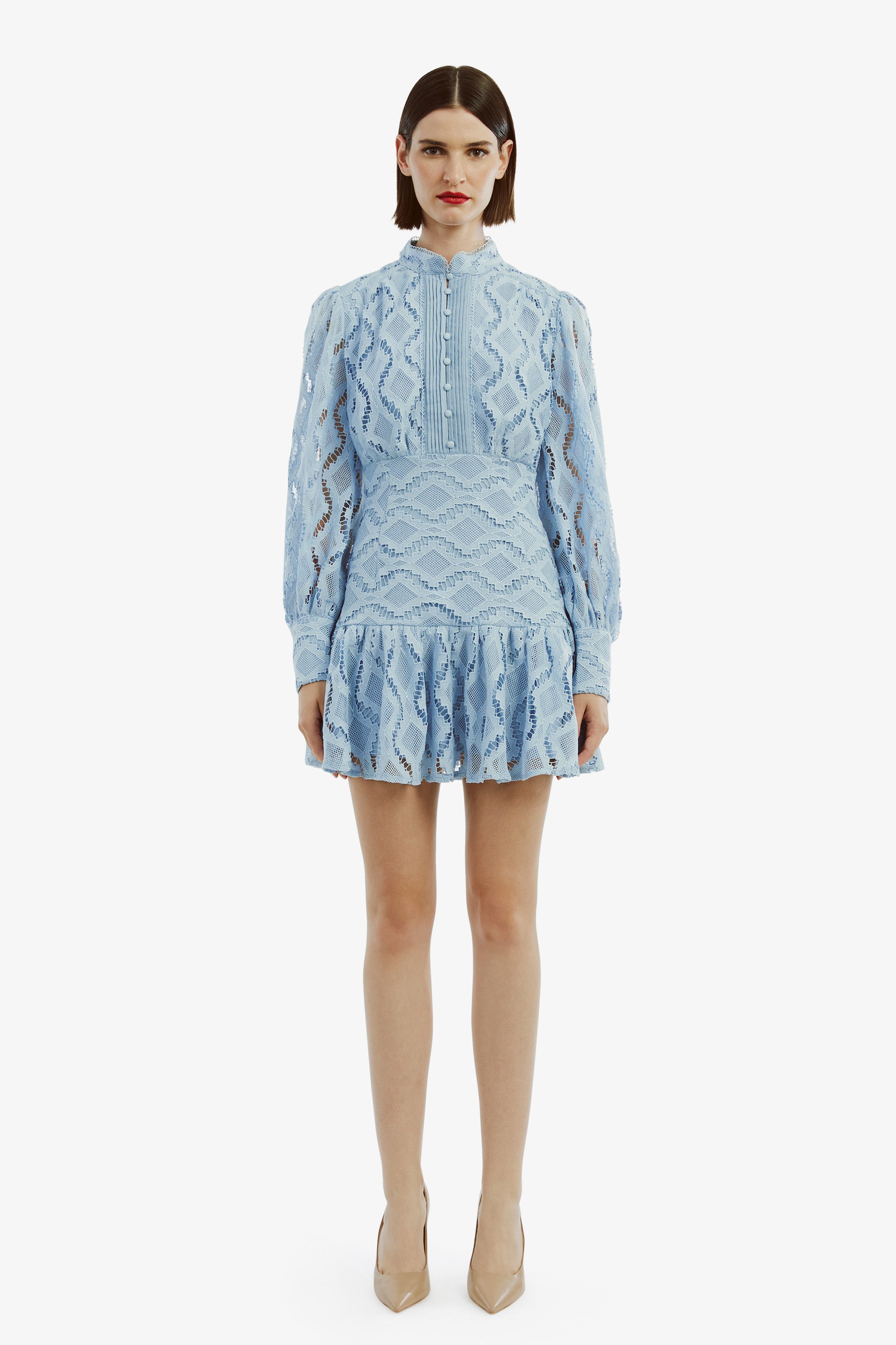 Bardot Remy Lace Mini Dress in Blue TrenLend Bardot Remy Lace Mini Dress in Blue TrenLend