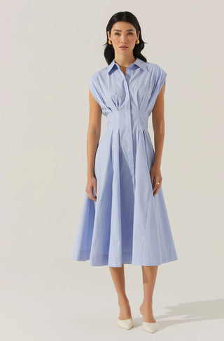 ASTR The Label Becket Tapered Waist Pleated Dress