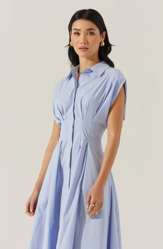 ASTR The Label Becket Tapered Waist Pleated Dress