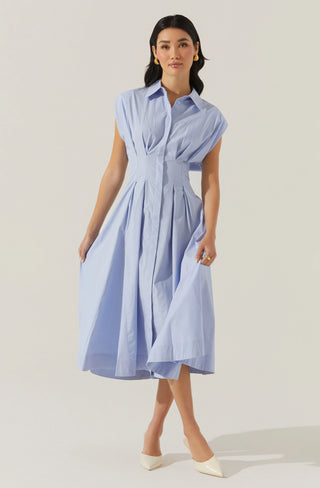 ASTR The Label Becket Tapered Waist Pleated Dress