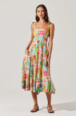 ASTR The Label Shian Patchwork Print Midi