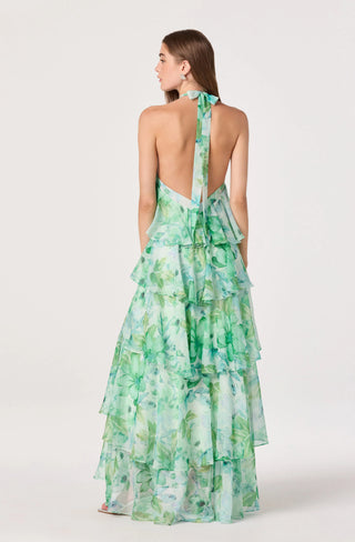 ASTR The Label Daiga Floral Halter Tiered Dress